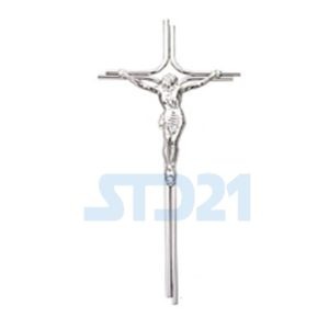 Cruz Doble Varilla Inox. Cristo Bronce/Cromo