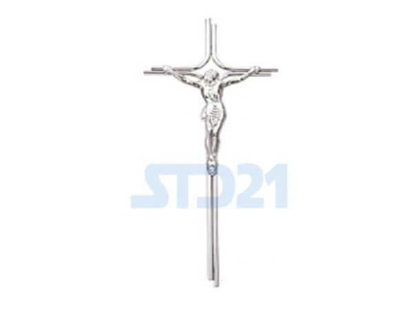 Cruz Doble Varilla Inox. Cristo Bronce/Cromo